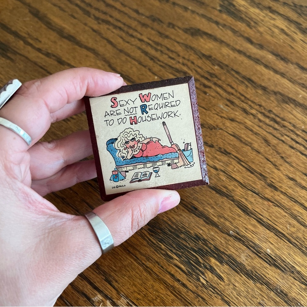 Vintage Cartoon Illustration Humorous Wood Magnet - Picture 2 of 3